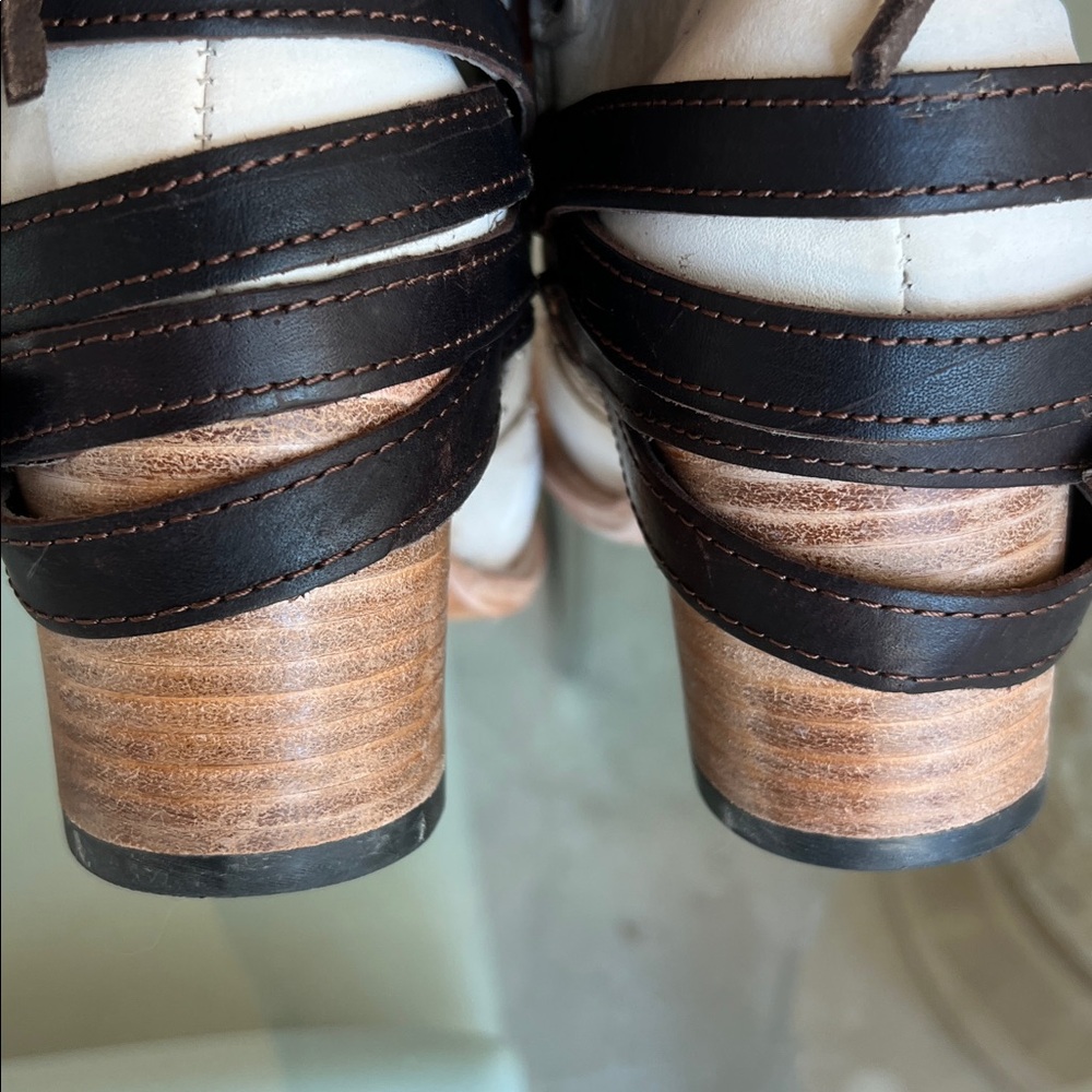 freebird White Cutout Lace-Up Ankle Booties with Brown Accents - Picture 6 of 14